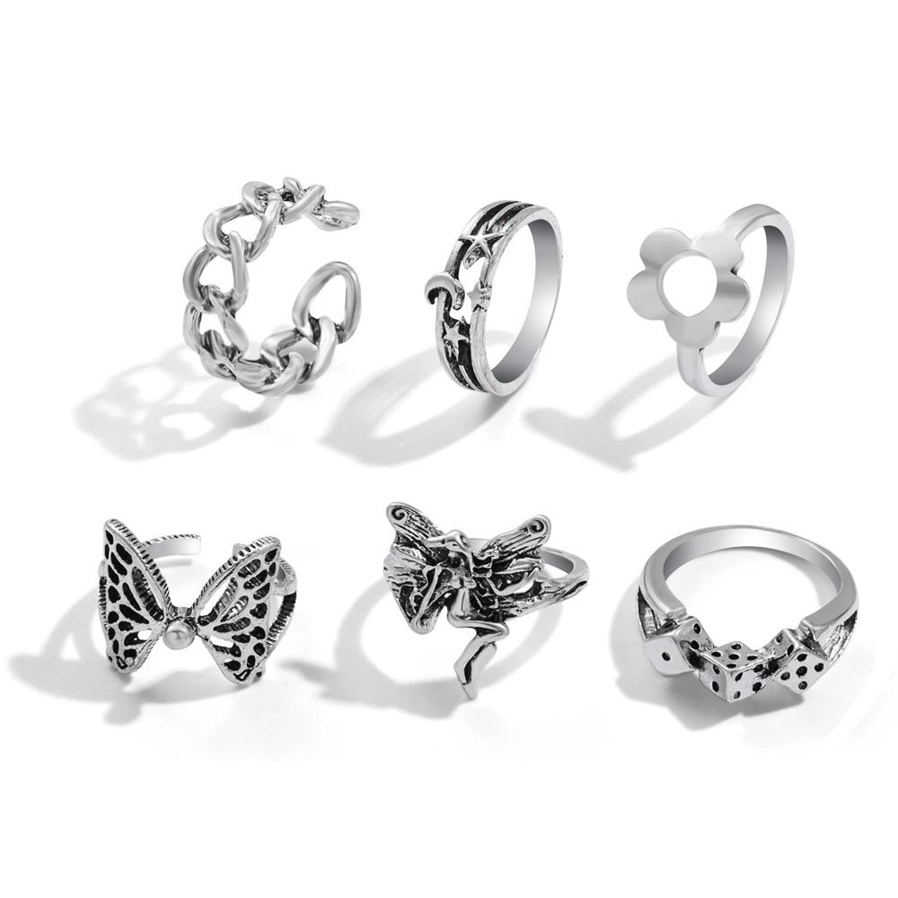 IPARAM Vintage Silver Color Ring for Women Men Snake Heart Butterfly Angel Finger Rings Fashion Jewelry Gift