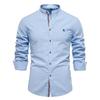 New 100% Cotton Linen Shirt Men Solid Color Embroidery Brand Shirts Blouses High Quality Long Sleeve Button Down Casual Tops
