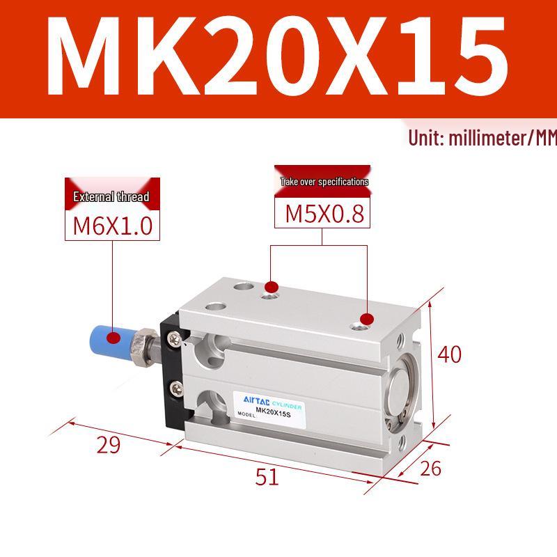 Airtac MK Series Multi-Position Cylinder (Sizes: 20/10/16/6/25/32x5-10x20x25x30x40x50-S)