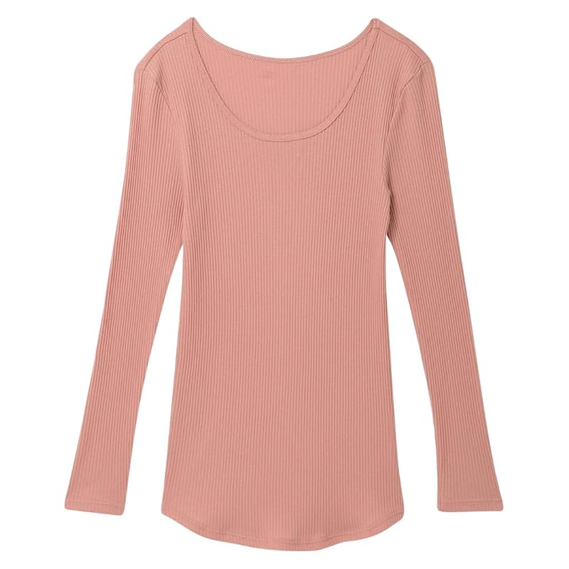 

[Unnana cool] tops (long sleeve) Made of 100% cotton fabric ribbed cotton ladies OR