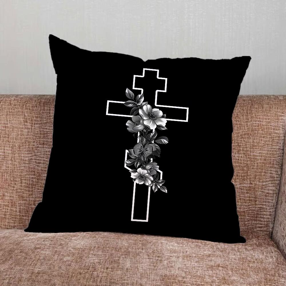 Orthodox Cross Icon Pillow Case For Home Bedroom Car Office Decoration Living Room Sofa Cushion Cover Suitable