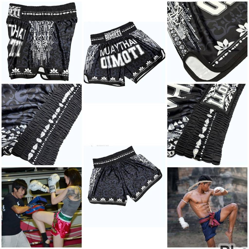 Black Flower Muay Thai Kickboxing Boxing MMA UFC Casual Shorts Gym Sport Unisex Men Women Workout Quick Dry Print Elastic High Waist Training