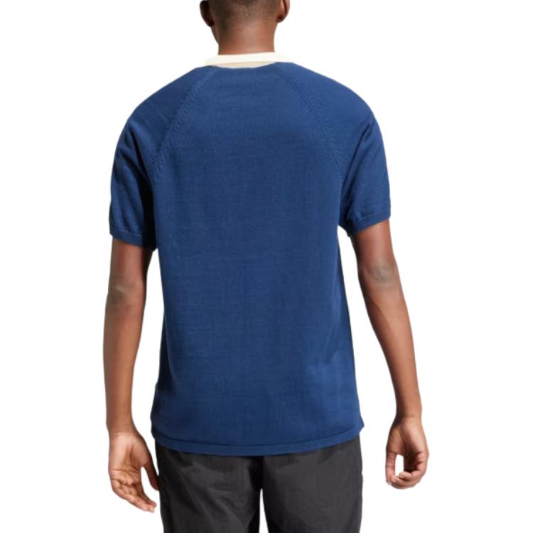adidas Premium Knitted Tee Night Indigo Men Streetwear IU0223