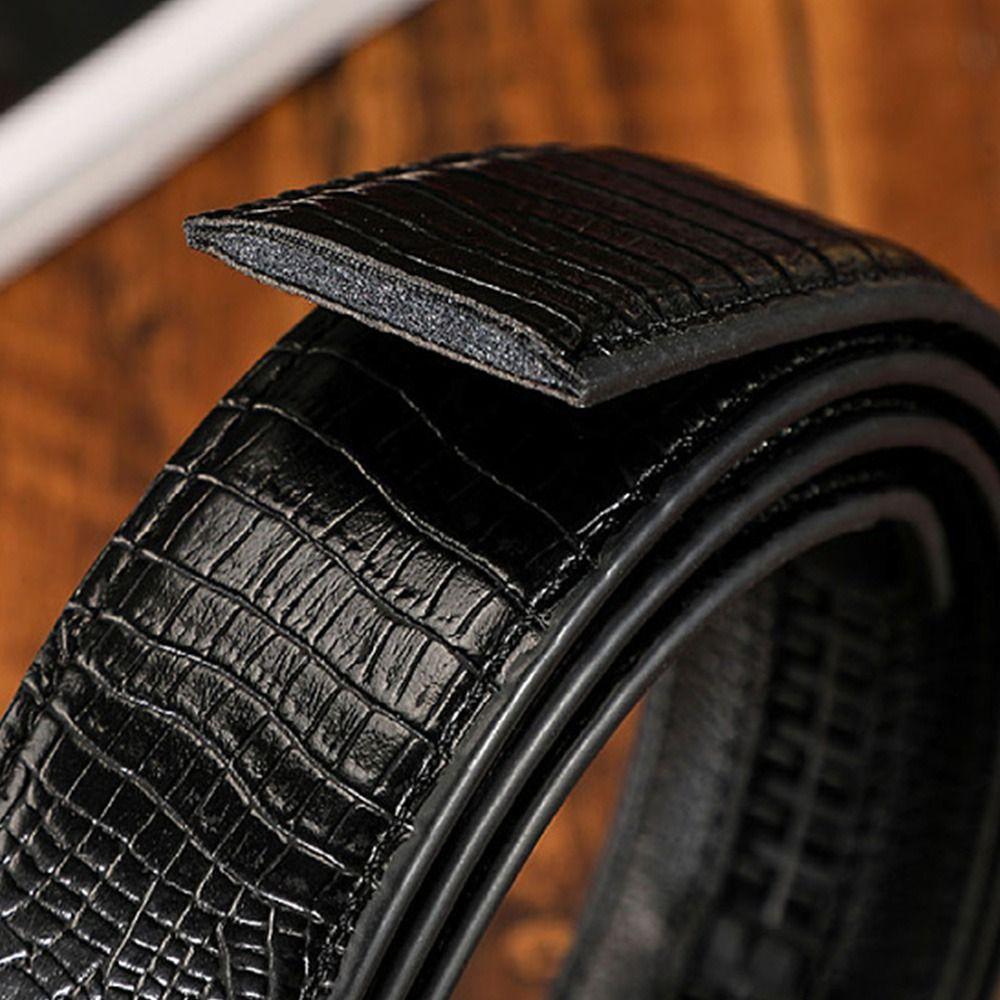 DIY Genuine Leather Belt 3.5cm Waistband Non-porous Crocodile Pattern Girdle Classic Waistband