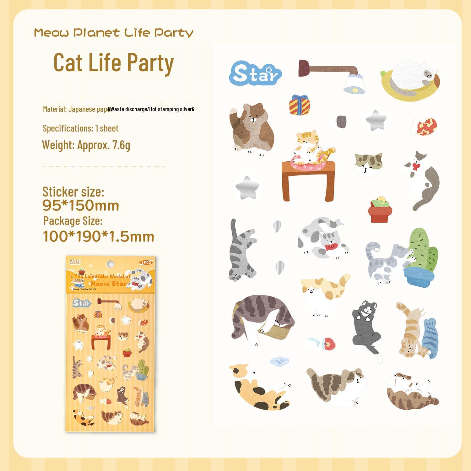 ZABC Meow Star Paradise Cute Cat Cartoon Stickers - 4 Styles DIY