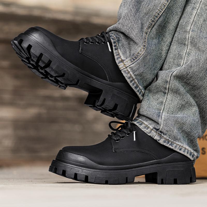 Męskie casualowe buty z okrągłym noskiem Modny miejski styl Rekreacja na świeżym powietrzu Biznesowe przyjęcie Biuro Młodzieżowe buty do chodzenia na grubej podeszwie