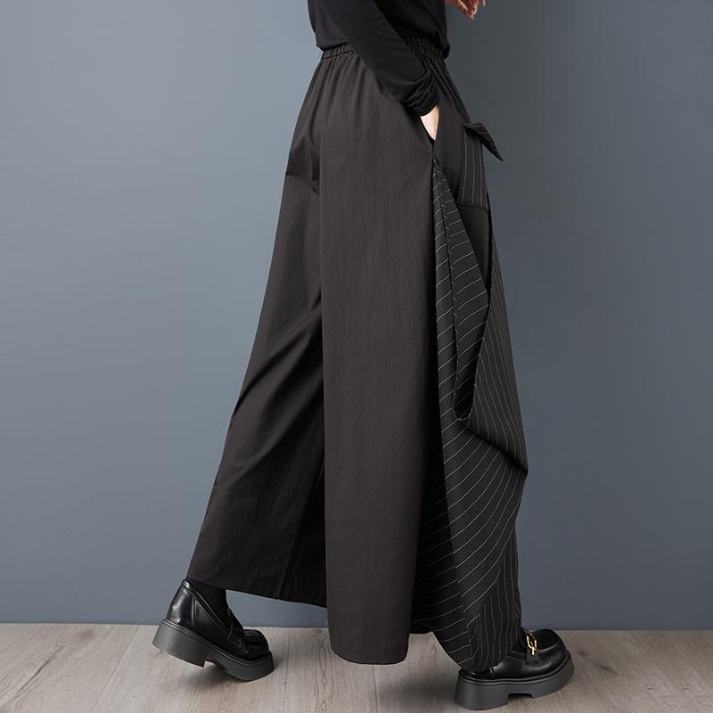 DIMANAF Plus Size Women New Long Pants Loose Trousers Big Size Casual Spring Autumn Solid Black Bottoms Skirts