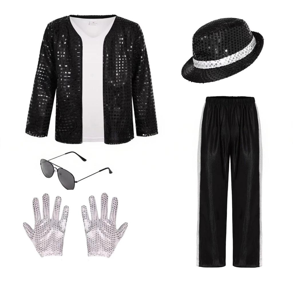 Children's Dance Performance Costume Set Sequined Jacket Pants T-Shirt Gloves Hat Sunglasses Tap Dance Outfit Stage Wear for Kids