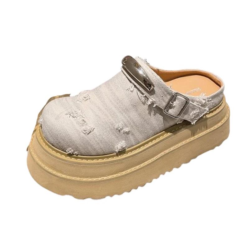 Fashion Flats Women Slippers Platform Slingback Mules Shoes Fashion Woman Sandals Summer 2025 Designer Flip Flops Dress Zapatos De Mujer