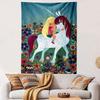 Girl Hugging Unicorn In Flower Field Patterned Tapestry Home Decor, Suitable for Bedroom and Living Room, Gift