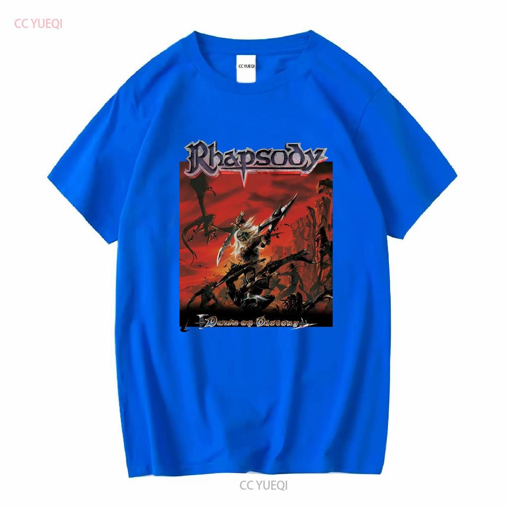 Vintage 2000 Rhapsody of Fire T Shirt Dawn Victory Long Sleeves Vintage Washed Designer Clothes Homme Casual Stylish