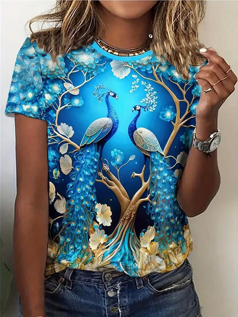 2025 Summer Fashion 3D Animal Birds Print Women T-Shirts Casual O-Neck Short Sleeve Tee Kawaii Girl Trend Ladies Female Clothing