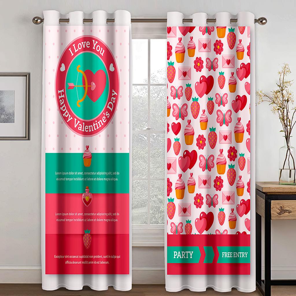 Pink Sweet Candy Ice-cream Girl Princess Window Panel Drapes In Children Bedroom Space Living Room Hall Treatments Kitchen Decor Drapes Blinds