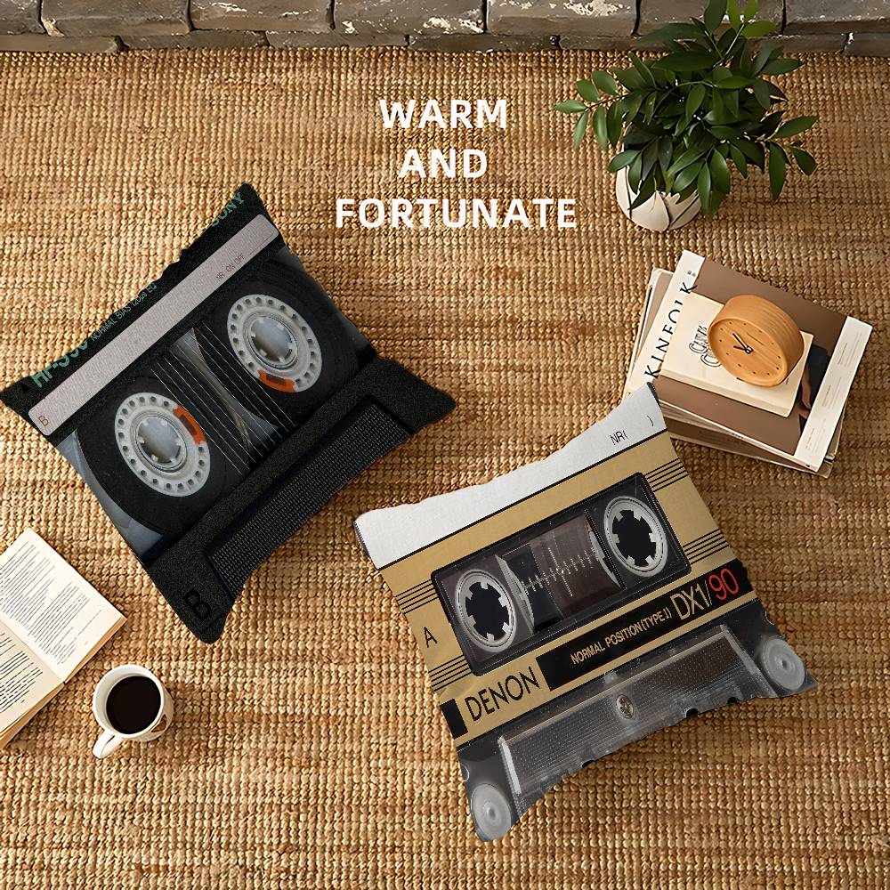 Retro Kassett Musikband Kuddfodral Örngott Klädsel Soffa Slängkudde Heminredning Kuddfodral