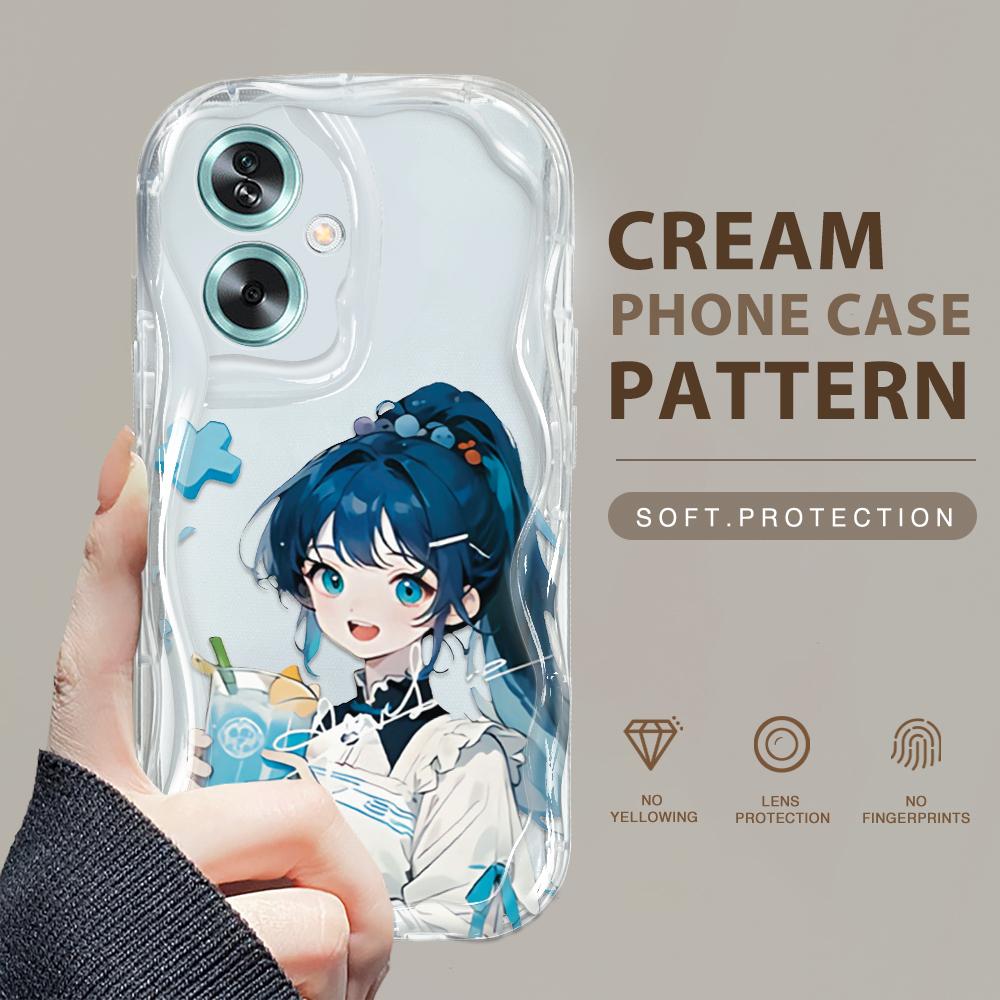 Cute Cartoon Pattern Cream Texture Casing Wavy Edge Soft Silicone Cover Phone Case for OPPO Reno Realme