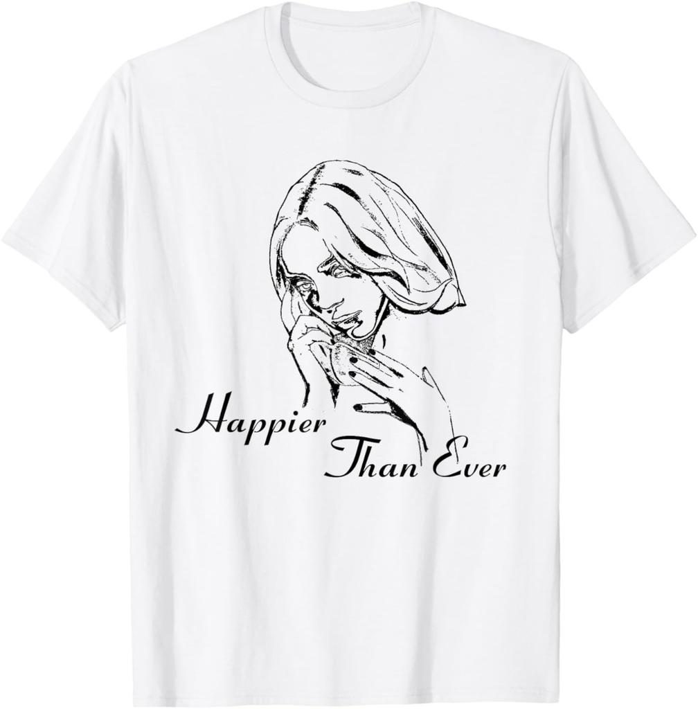 Maglietta Bianca Ufficiale Billie Eilish Happier Than Ever