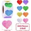 500Counts Sparkling Heart Sticker 25mm Self Adhesive Wrapping Labels for Seal Envelopes Card Wedding Valentines Suuplies