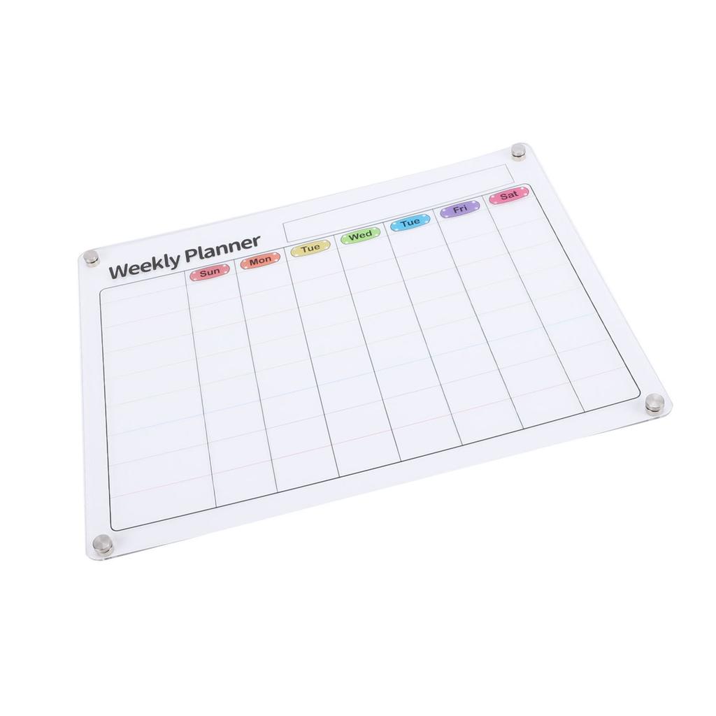 Acrylic Weekly Planner Transparent Colorful Magnetic Weekly Planning Board Memo Board for Home