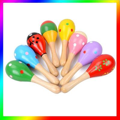 20cm Wooden Baby Grasping Maraca: Educational Sound Toy & Hand-Shaking Instrument for Grasping Training.