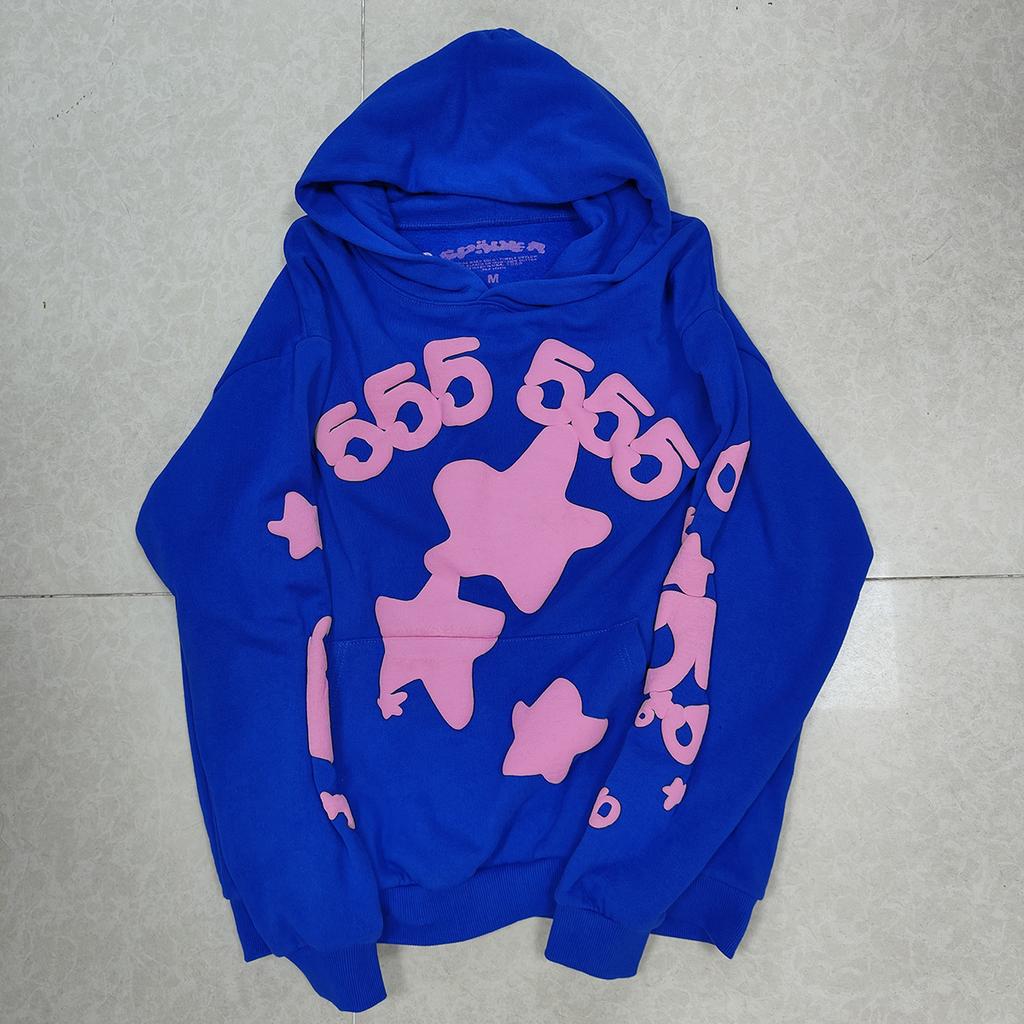 European and American Trendy Brand Sp5der Spider Web Print Hooded Sweater for Men and Women Loose Heavy Fleece Hip Hop Couple Hoodie