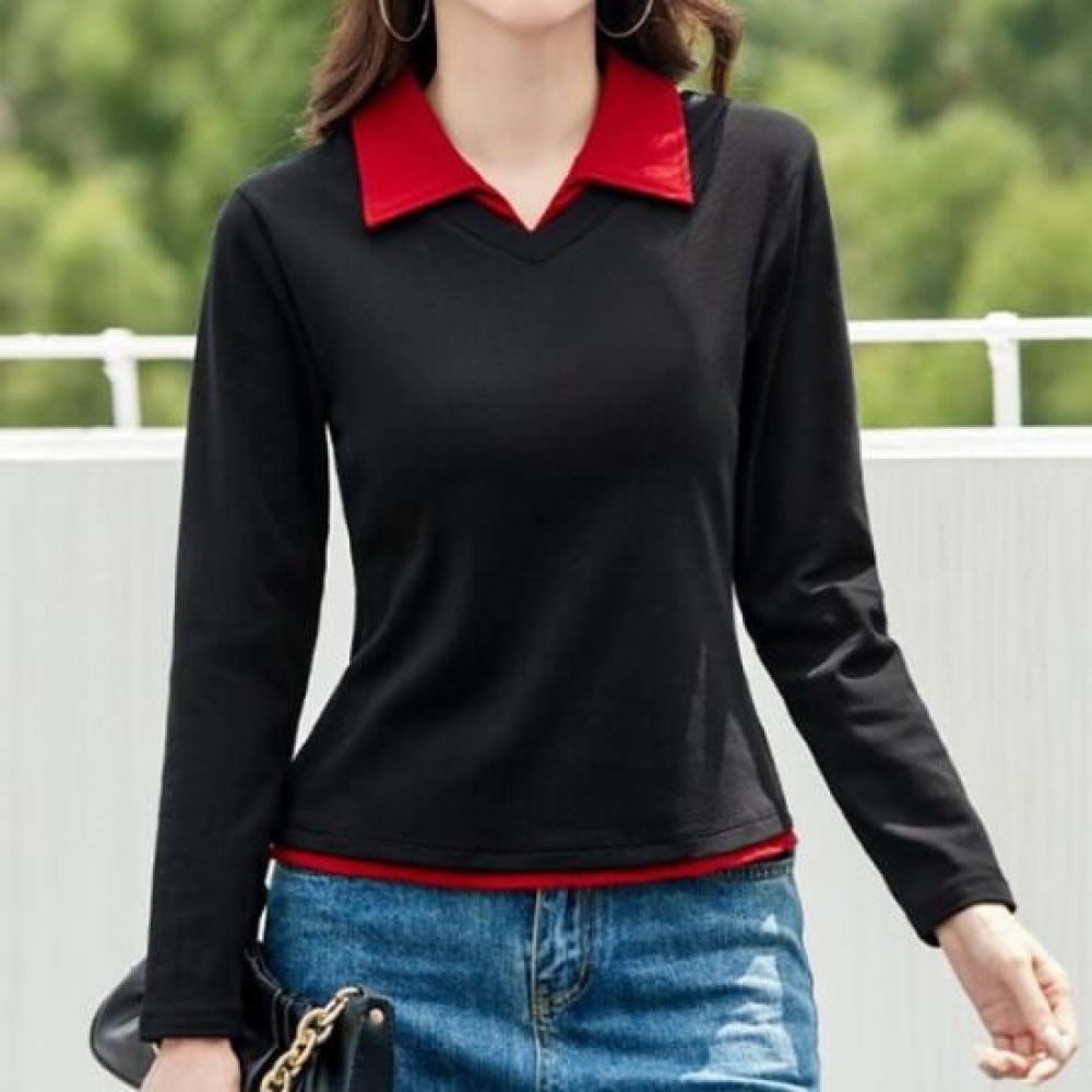 Navava Women Casual Collar Long Sleeve T shirT nT3006