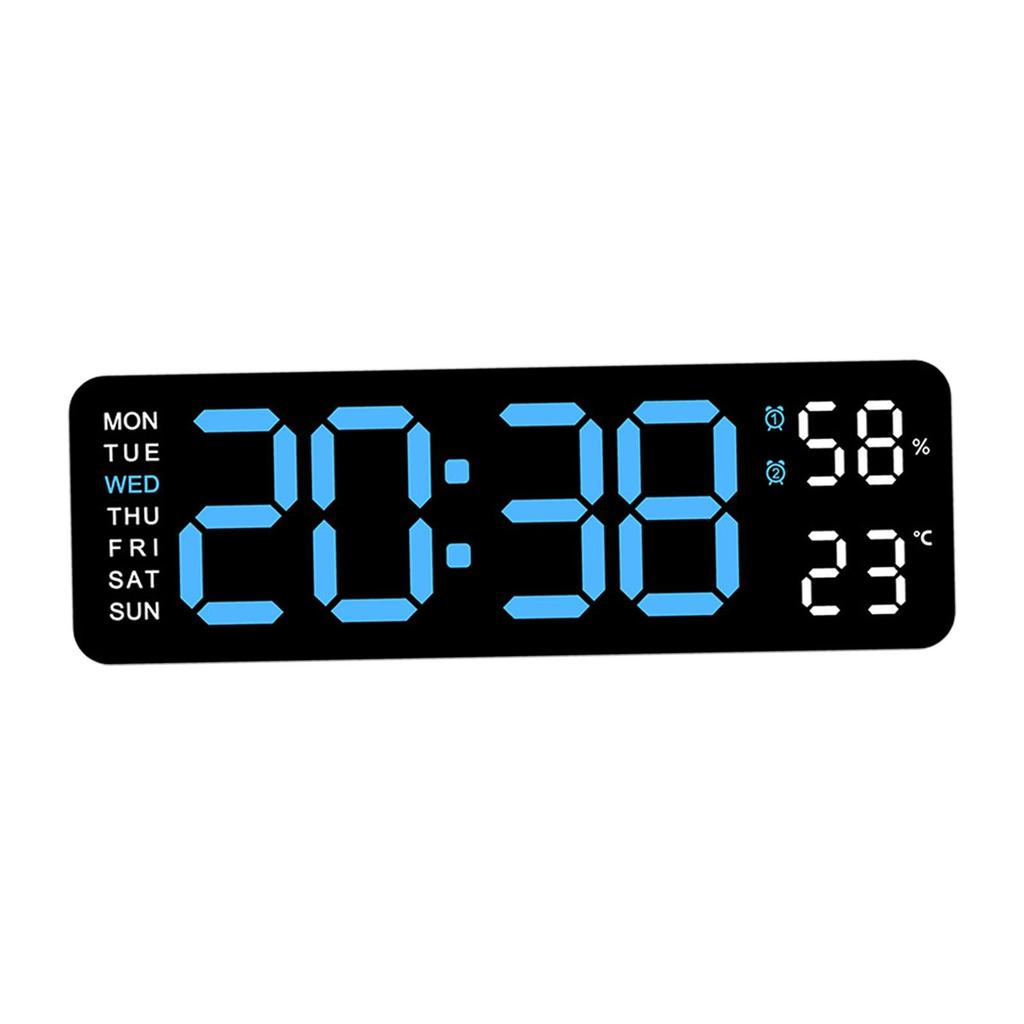 LED Wall Clock Humidity with Date Automatic Brightness Dimmer Desk Clock for Kitchen Office Bedroom Home Background Living Room