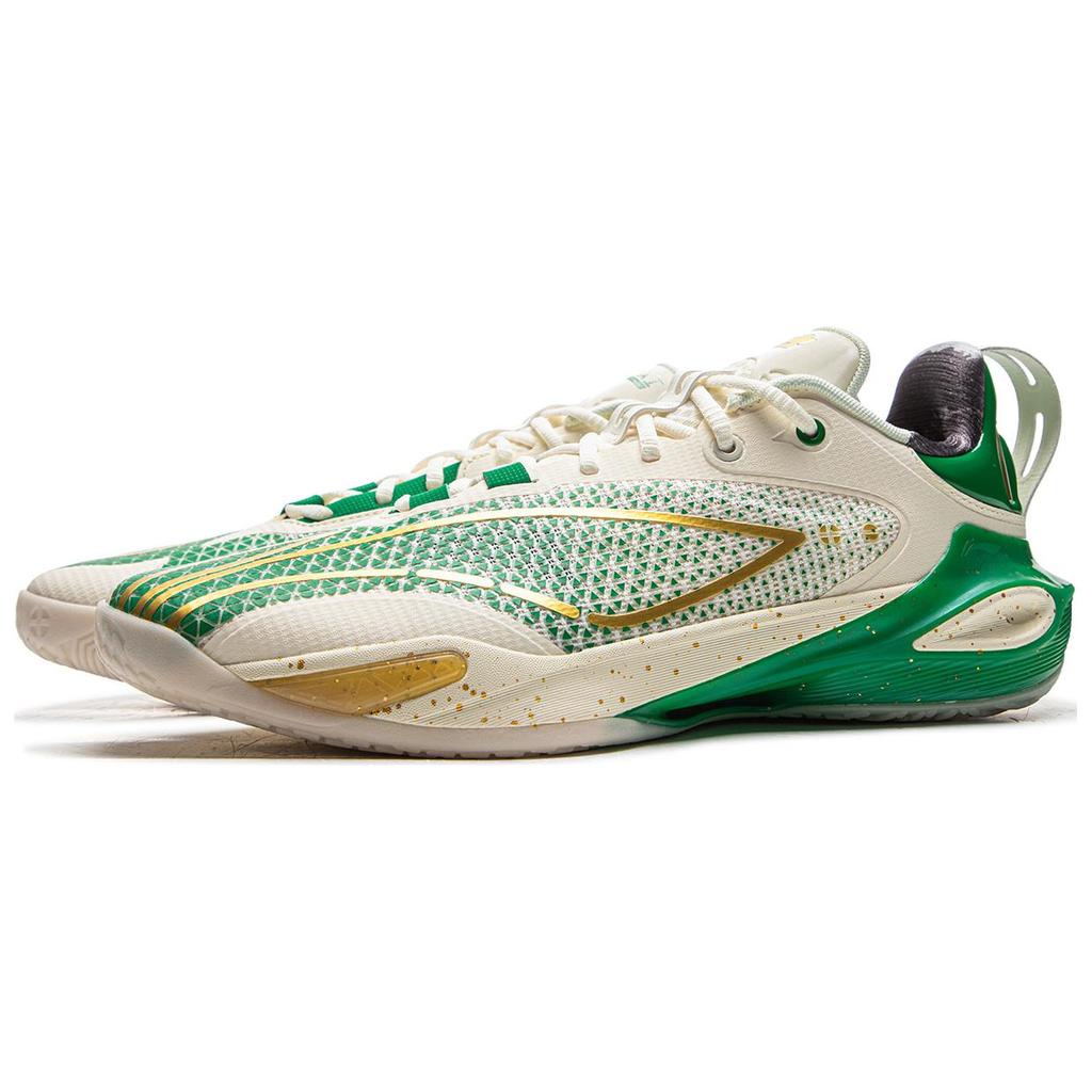 Li Ning Speed 11 Support Rebound Low top Basketball Shoes Men's White Green ABAU053-14