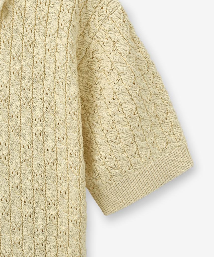 MINAV Strong Cotton Cable Punch Collar Knit [Butter Lemon]