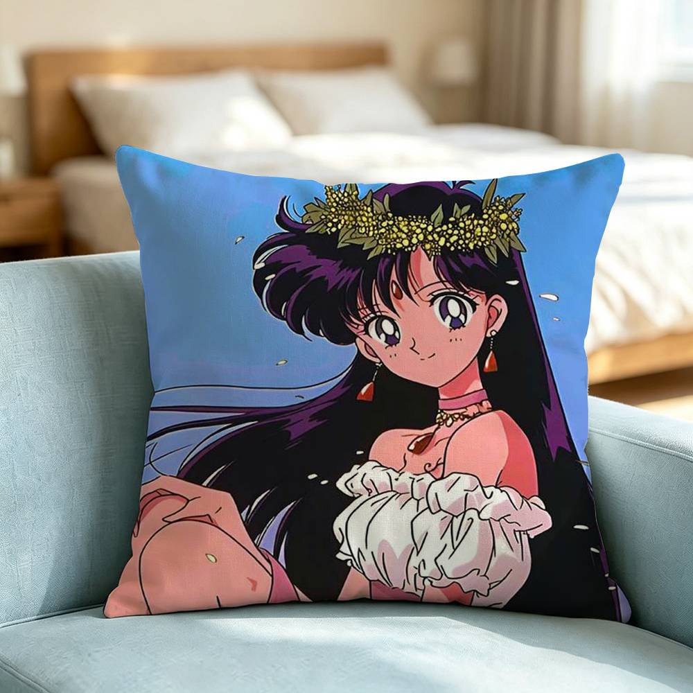 Sailor Moon Hino Rei-I Pillow Case Square Double-Sided Sofa Cushion Cover Bedroom Bedside Pillow Gift