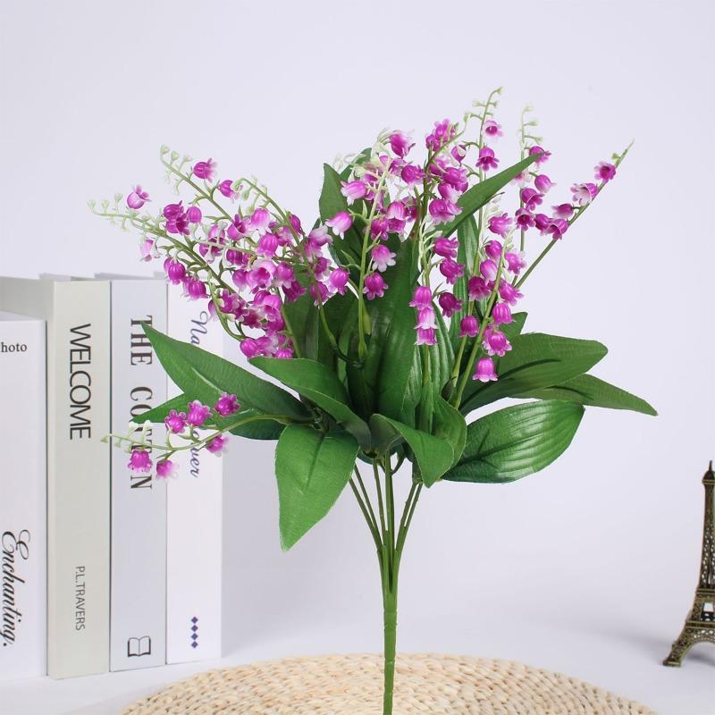 2 Pcs Artificial Plants Campanula Flowers Fake Plants Plastic Flower Artificial Grass for Home Garden Outdoor Desktop Decoration