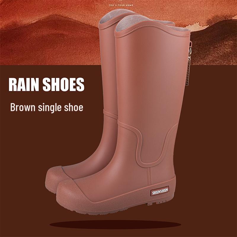 Korean Style Women's Fashion Waterproof Rain Boots - High Anti-Slip, Long Tube Outdoor Rubber Shoes