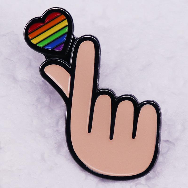 Finger Heart Love Symbol Enamel Pin