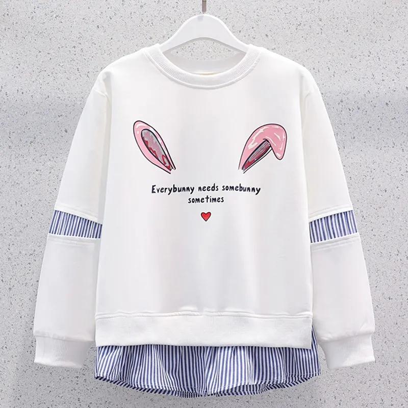 Mädchen Frühling Casual Anzug Mittleren und Großen Kindern Langarm Rundhals Pullover + Jeans Zwei-stück Set