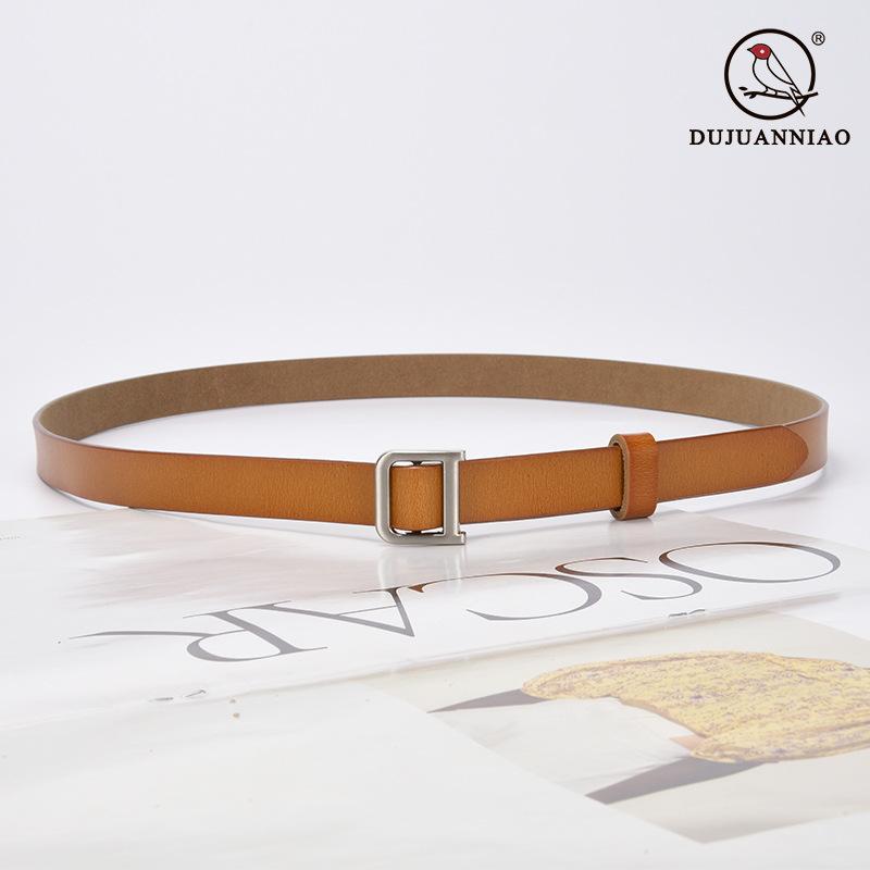 Leather Belt Ladies Jeans Decorative Fine Belt Retro Silver Buckle Women'S Belt Tide