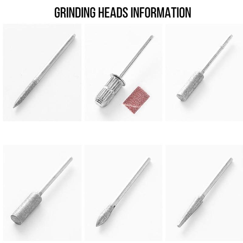 White Electric Nail Drills Kit Remove Polisher Manicure Pedicure 6pcs File Sanding Bands Machine Art Equipment for Salon
