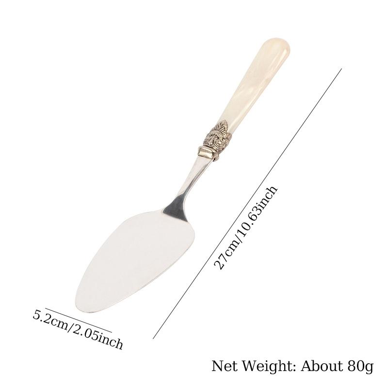 Retro Carving Pearl Cake Knife Stainless Steel Spade Vintage Resin Handle Wedding Cutlery Dessert Tableware Photographic Props