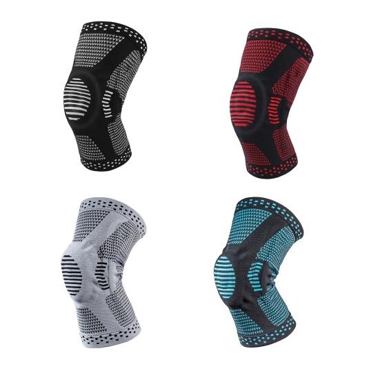 Gestrickte Kniekompressionsbandage mit seitlichen Stabilisatoren Patella-Polster Damen Herren Meniskusriss Verletzung Regeneration Gelenkschmerzen Laufen Sport Kniebandage