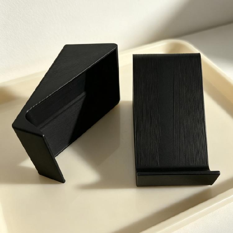 Speaker Tilt Risers for Desktop Use, Pair of Black Inclined Supports with Raised Front Lip and No Separate Mounting Parts