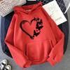 Combination of Love and Butterfly Pattern Long Sleeve Hoodies Women's Trendy Pocket Sweatshirt Vintage Y2k Hooded Clothing