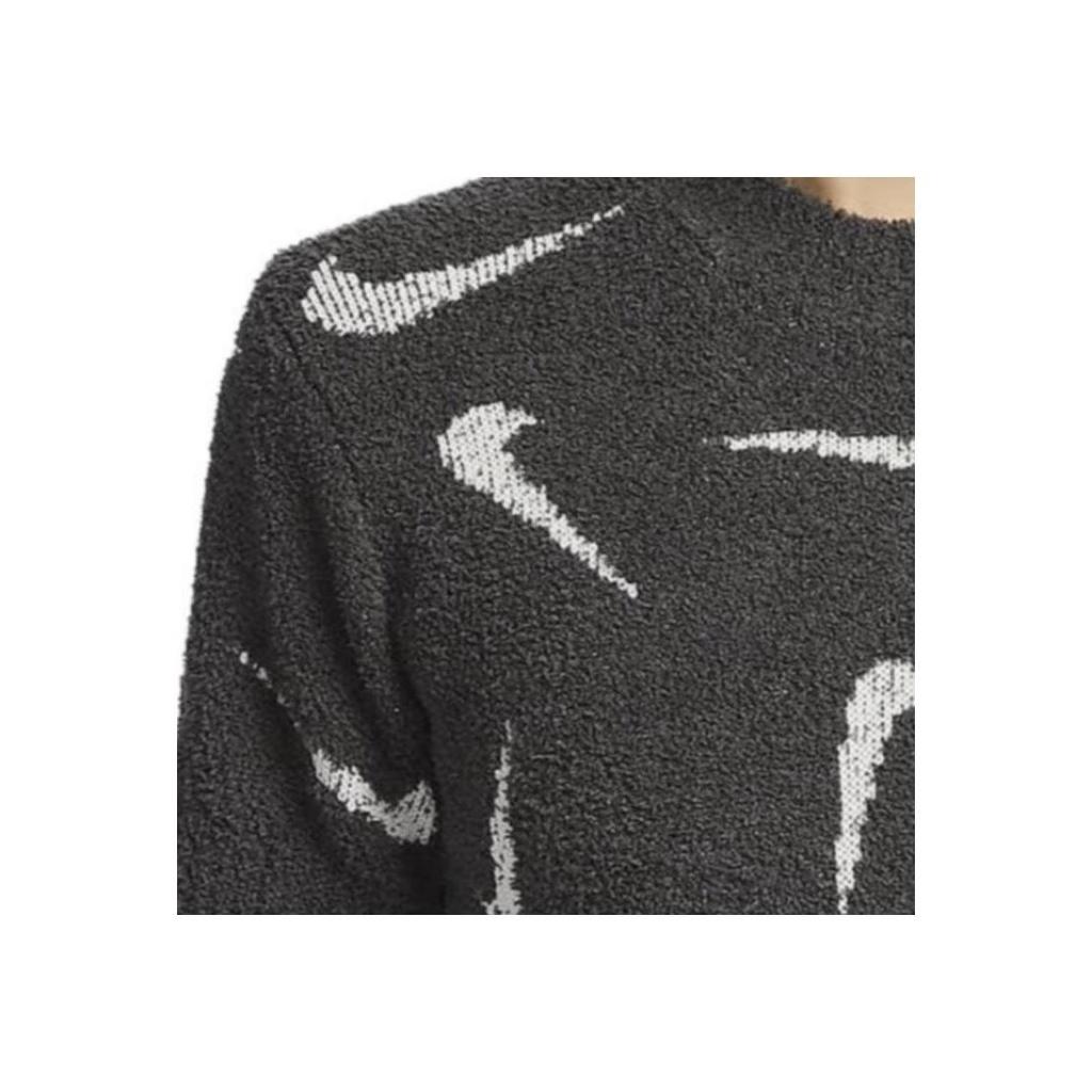 Nike Sportbekleidung Phoenix Cozy Bouclé Bedrucktes Kurzarm-T-Shirt Mode Lässig Strick Rundhals Damen T-Shirts Grau FD4287-254
