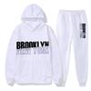 2025 Fashionable European Print Fleece Hoodie & Sweatpants Set for Men & Women - Autumn/Winter