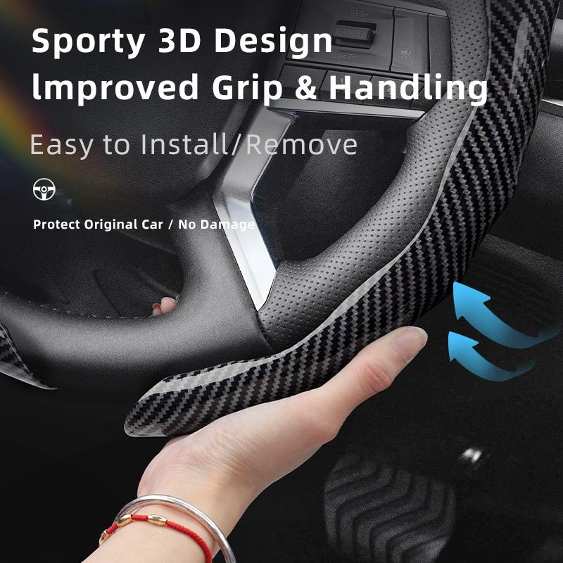 Geeignet für Mitsubishi Carbonfaser-Textur Lenkradabdeckung zum Aufstecken Wellenförmiges Sportdesign Schutzhülle Outlander Phev Sport Eclipse Cross