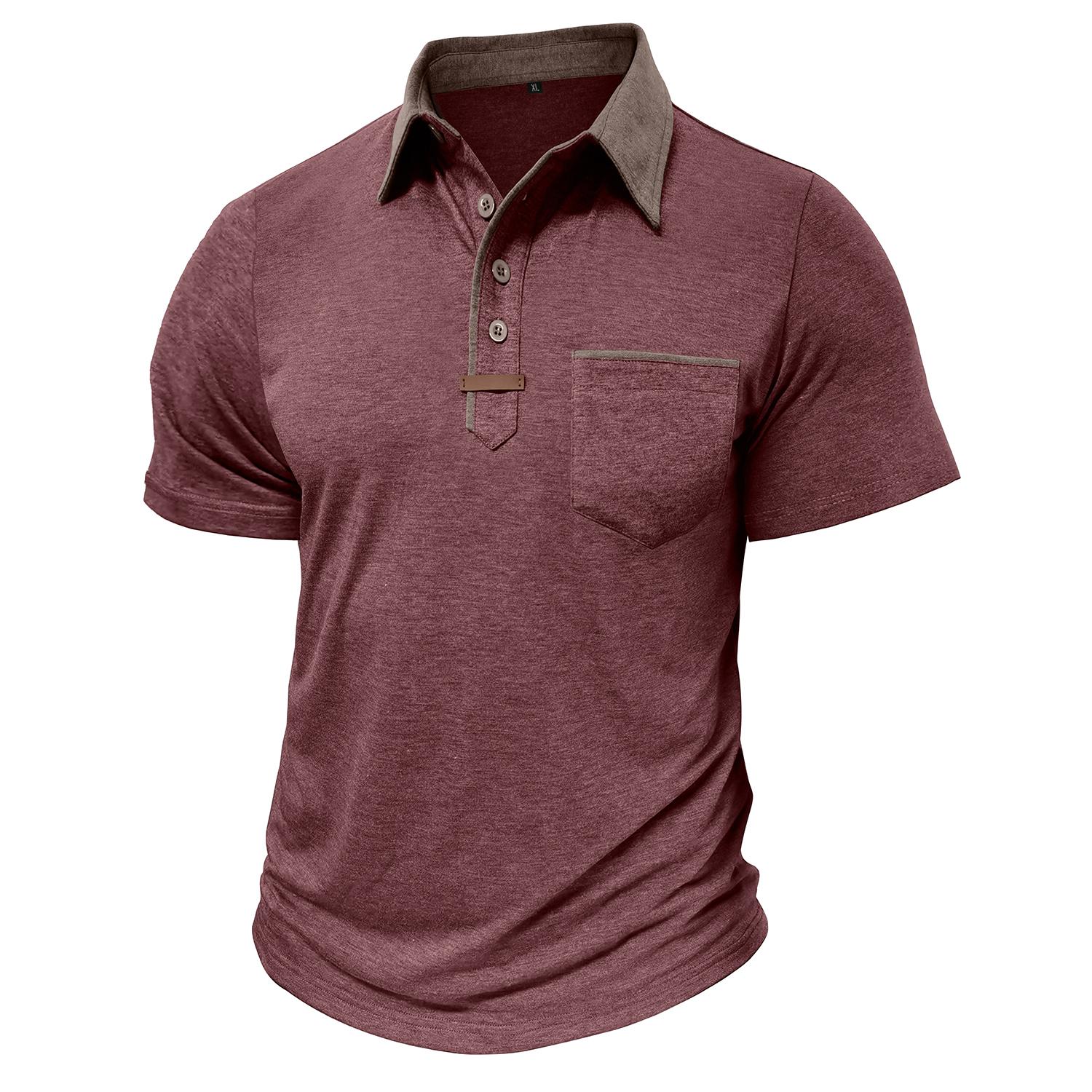 Bright Deer Heren T-shirts met korte mouwen Poloshirts met reverskraag en kleurblokkering Borstzak Zomertops Casual kleding M