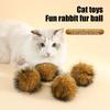 Furry Ball Cat Toy Soft Faux Rabbit Fur Ball Cat Enrichment Toy Washable Fluffy Ball Stimulates Hunting Instincts for Indoor Cats Kittens
