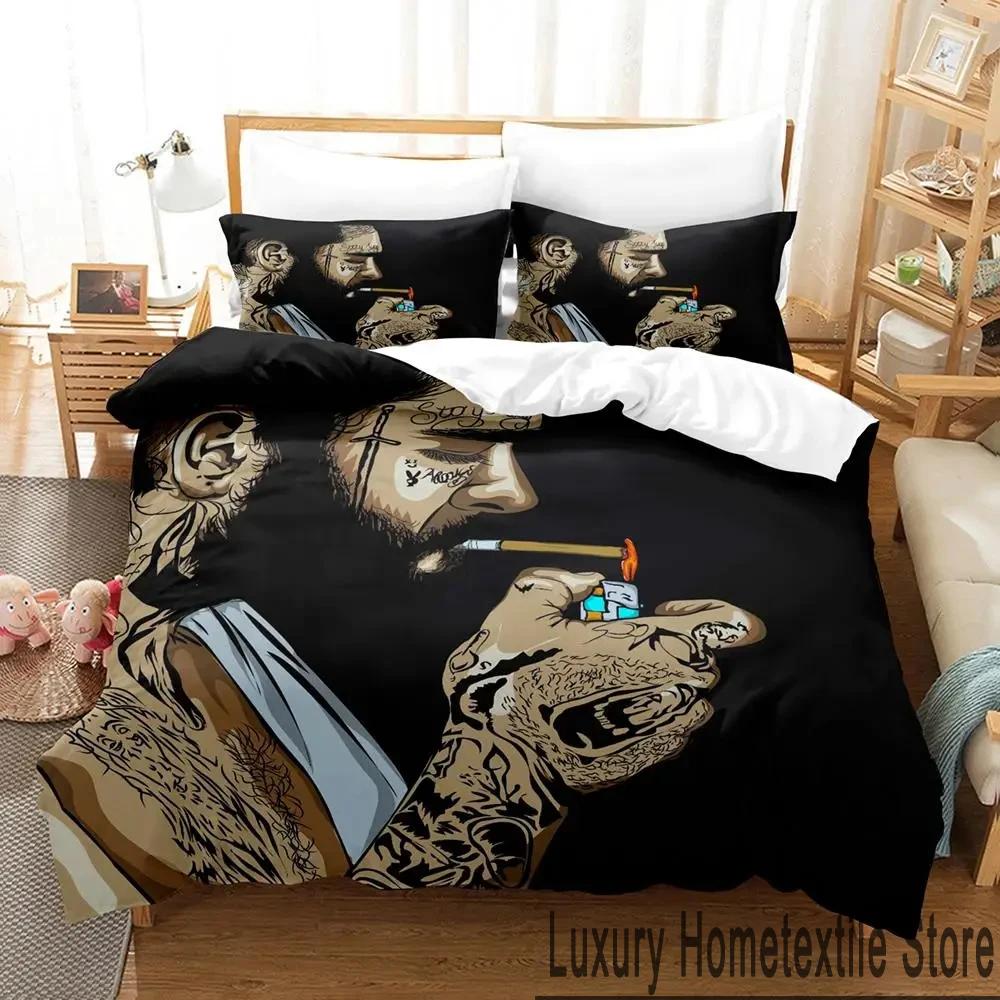 3D Print Post Malone Bedding Set Boys Girls Twin Queen King Size Duvet Cover Pillowcase Bed Boys Adult Home Textileextile