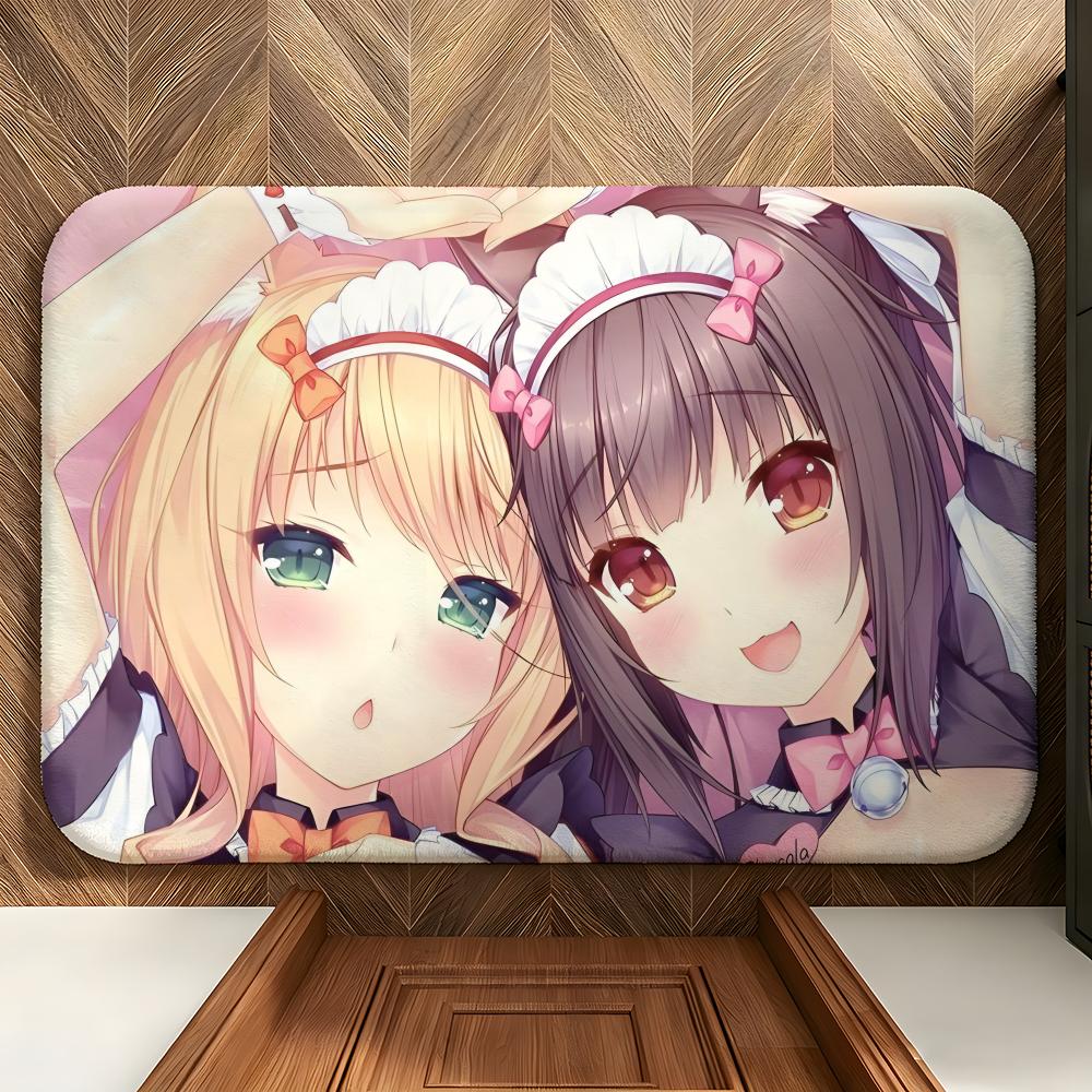 Game N-Nekopara Floor Mat Soft Flannel Entrance Door Mat Non Slip Absorbent Bathroom Bedroom Floor Rug