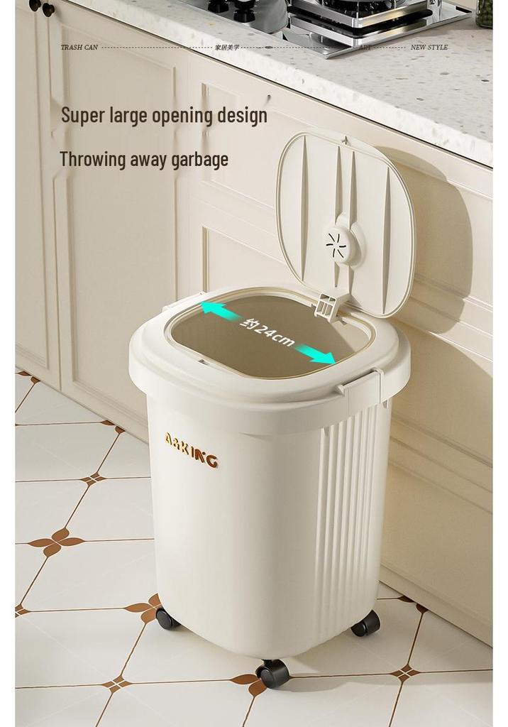 Premium Wheeled Square Trash Can with Lid - Large Capacity for Home Use in Living Room, Bedroom, Kitchen, and More