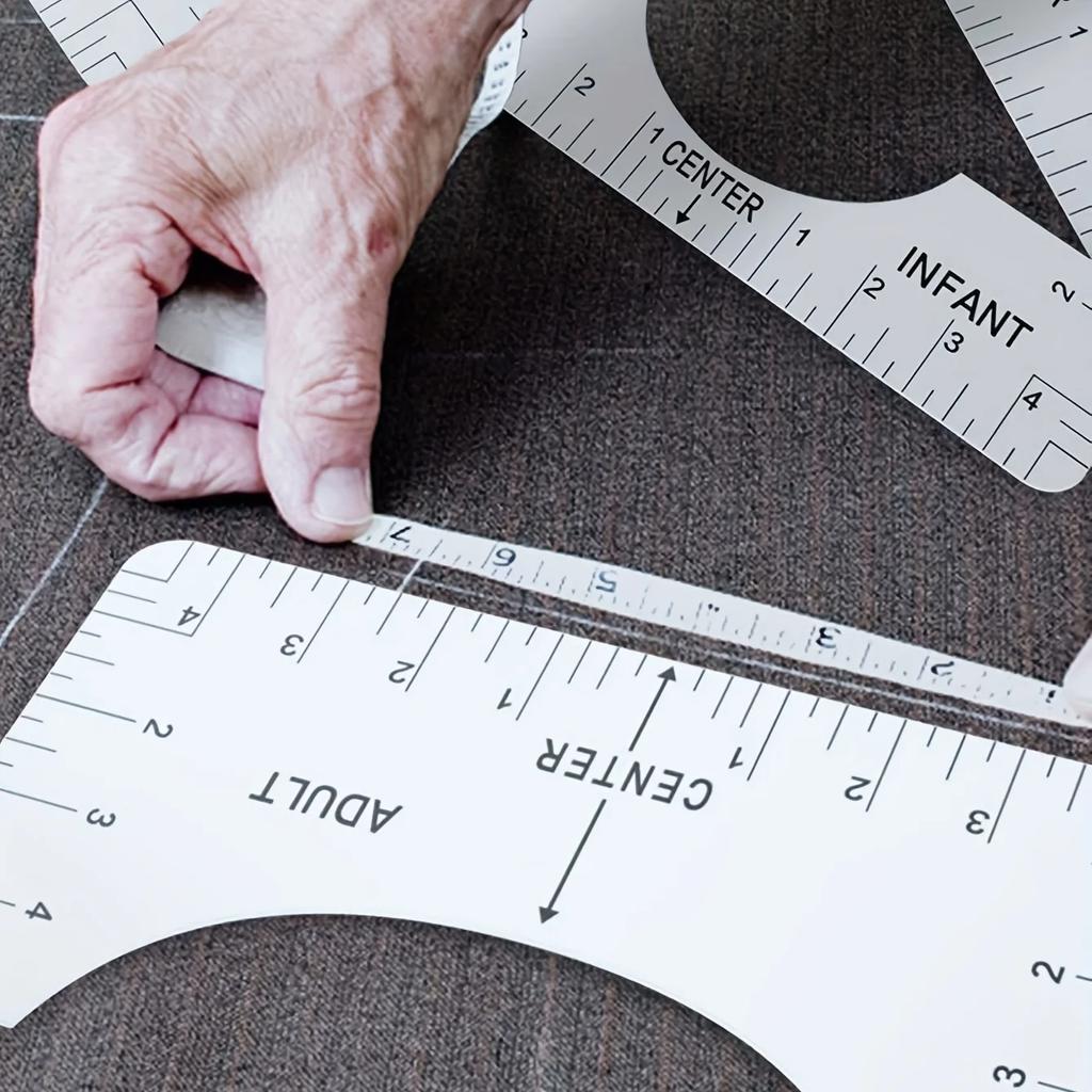 4pcs-T-shirt Alignment Tool Guide Ruler Round Neck Calibration Sewing Scalar Ruler