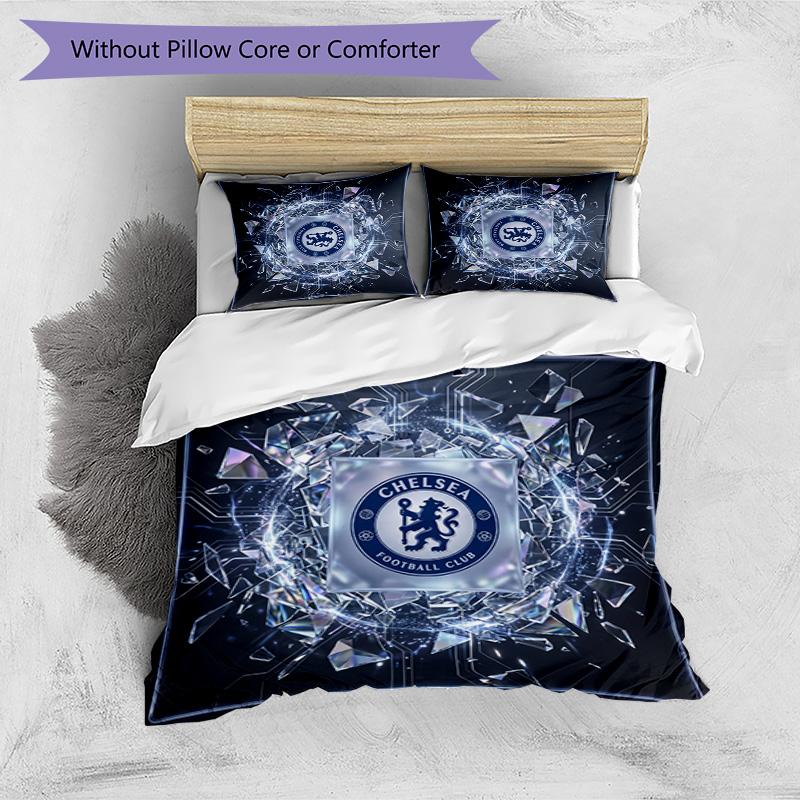 Set Lenzuola 3 Pezzi Stampato Chelsea FC Morbido Delicato sulla Pelle Lavabile Copripiumino e Federe Set Tutte le Stagioni Camera da Letto
