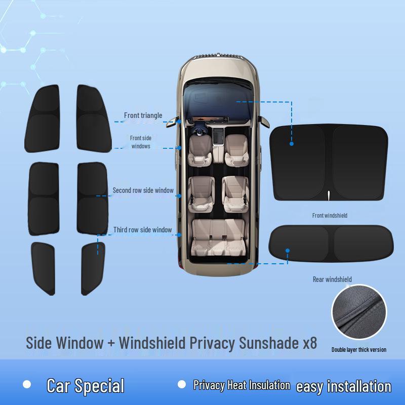 Denza 25 N8L Car Window Sunshade: Heat Insulation, Sun Protection, Privacy, Opaque Camping Shield
